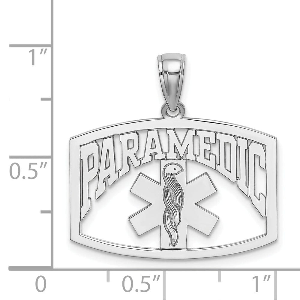 14K White Gold Textured Polished Finish Cut-Out Design PARAMEDIC Charm Pendant