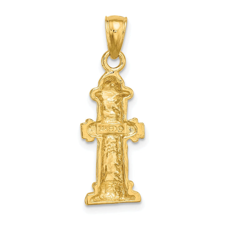 14k Yellow Gold Polished Finish Concave Shape 2-Dimensional Fire Hydrant Charm Pendant