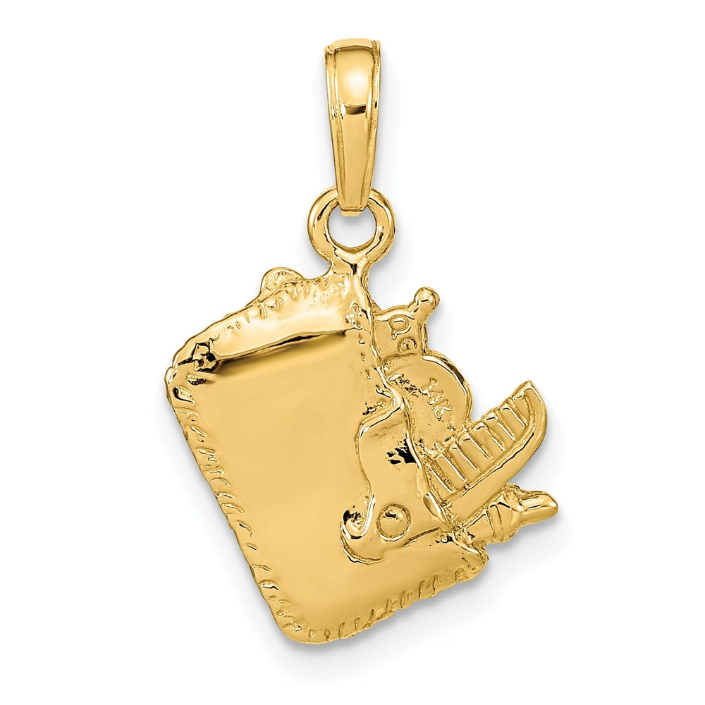 14k Yellow Gold 3D Cosmetic Pouch Charm Pendant