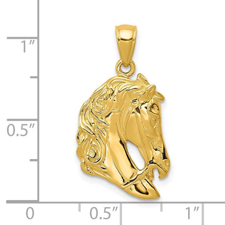 14k Yellow Gold Solid Polished Finish Open-Backed Horse Head Charm Pendant
