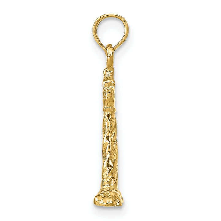 14k Yellow Gold Polished Textured Finish 3-Dimensional St. Augustine Lighthouse Charm Pendant