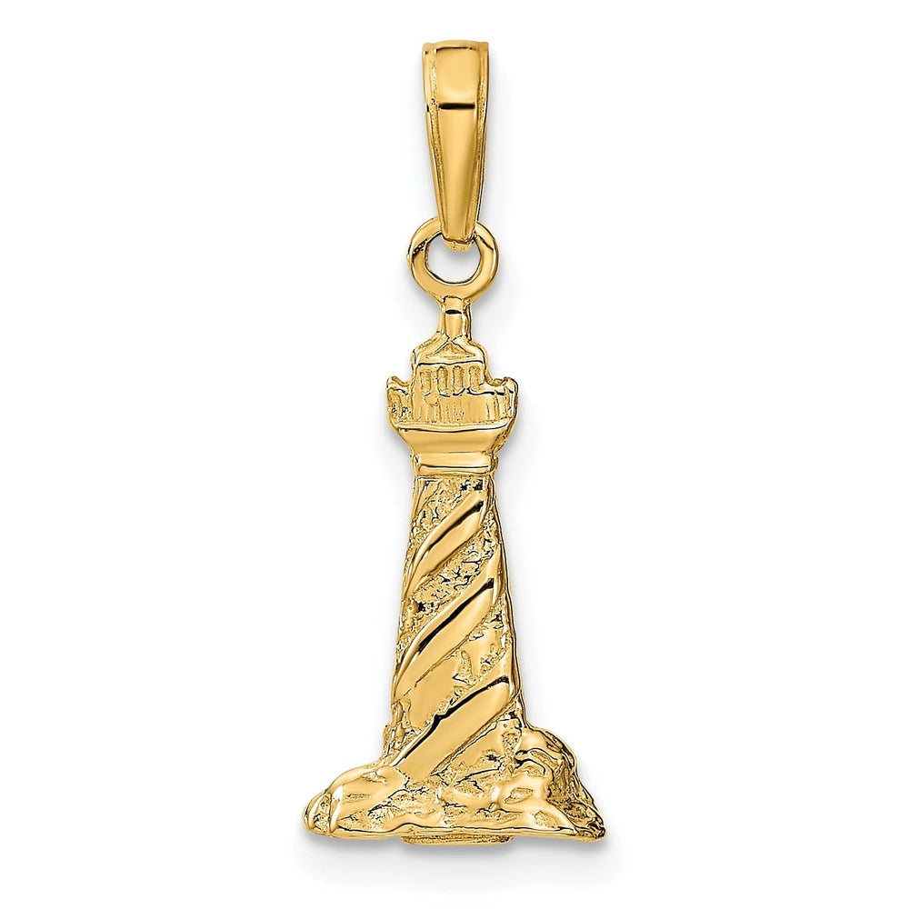 14k Yellow Gold Polished Textured Finish 3-Dimensional St. Augustine Lighthouse Charm Pendant