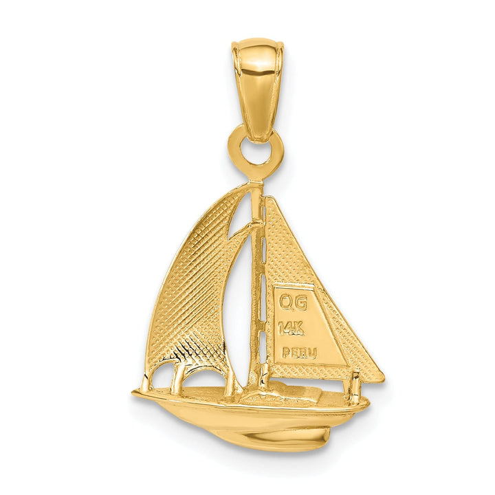 14k Yellow Gold Polished Sailboat Pendant