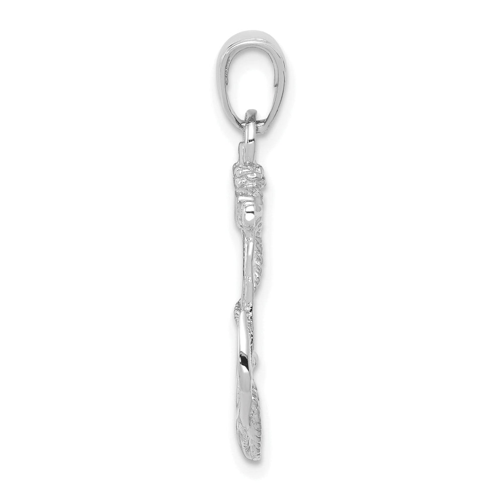 14k White Gold Polished Finish Anchor with Rope Design Solid Charm Pendant
