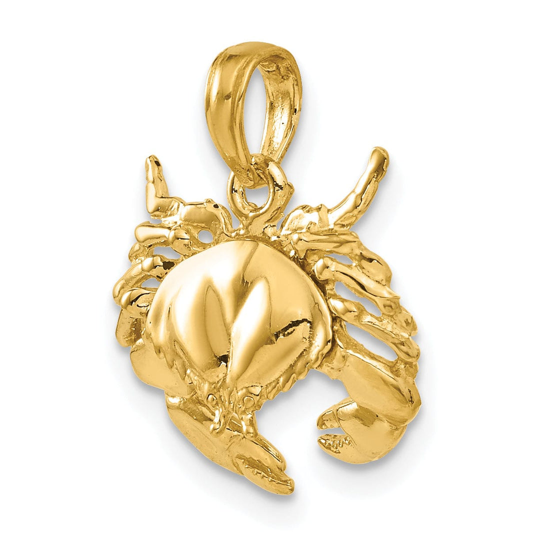 14k Yellow Gold Polished Open-Backed Polished Finish Solid Stone Crab Charm Pendant