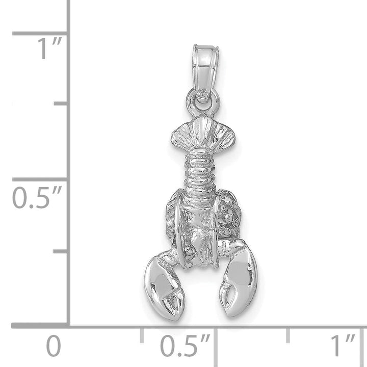 14k White Gold Polished Finish Solid Moveable Maine Lobster Charm Pendant