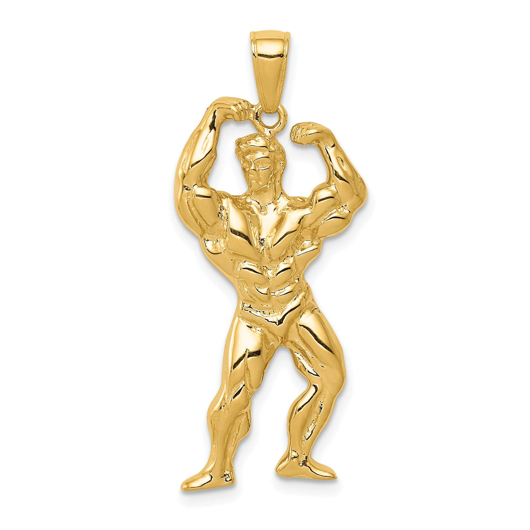 Solid 14k Yellow Gold Weightlifter Pendant