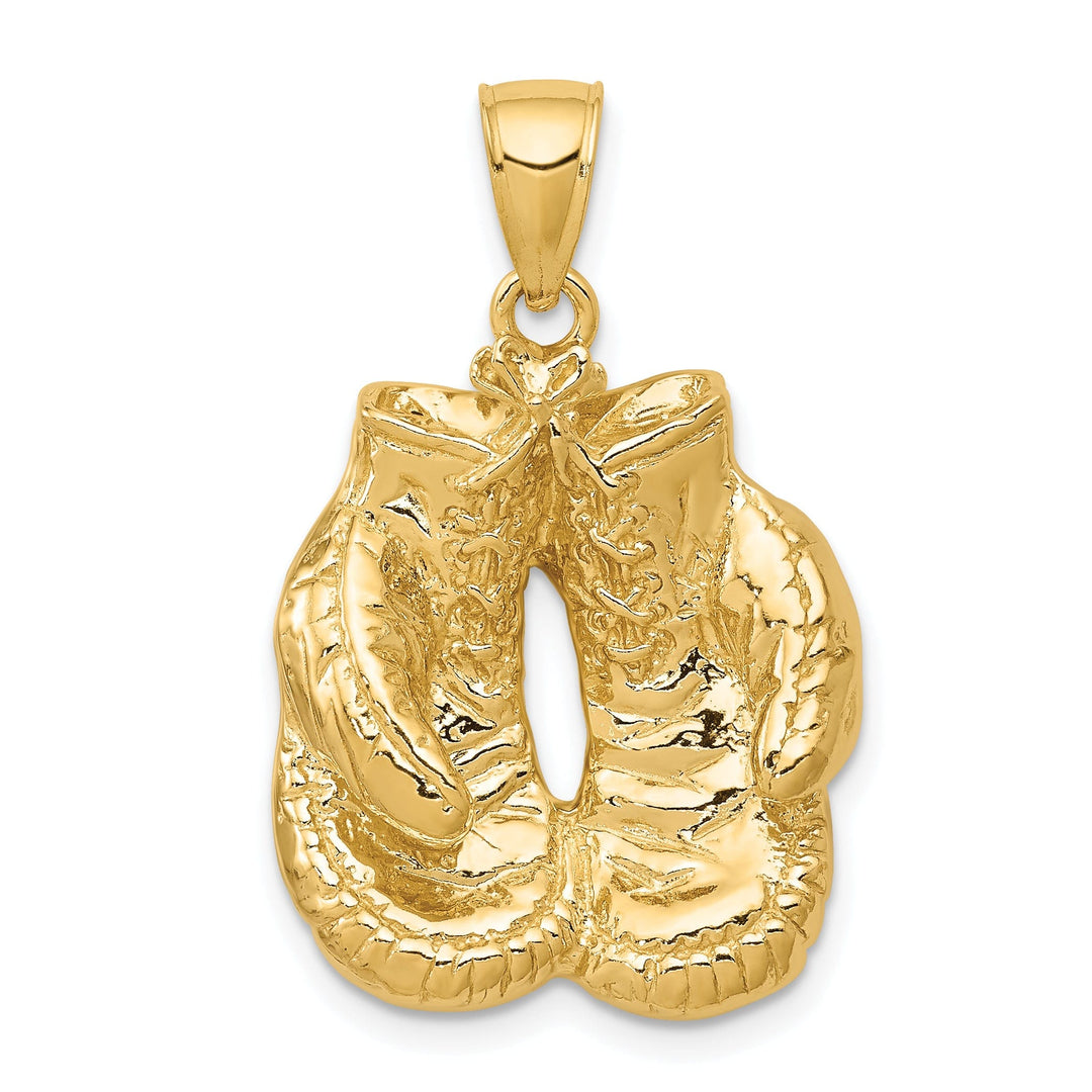 Solid 14k Yellow Gold Boxing Gloves Pendant