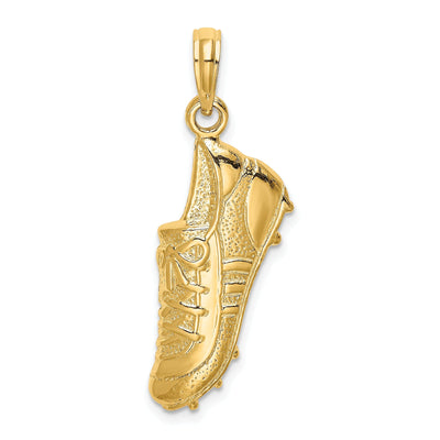 14K Yellow Gold Polished Concave Soccer Cleat Shoe Charm Pendant