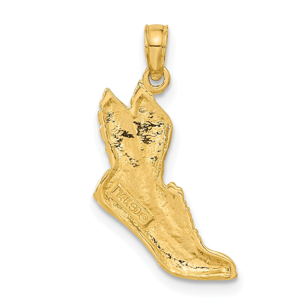 14K Yellow Gold Polished Wing Running Shoe Charm Pendant