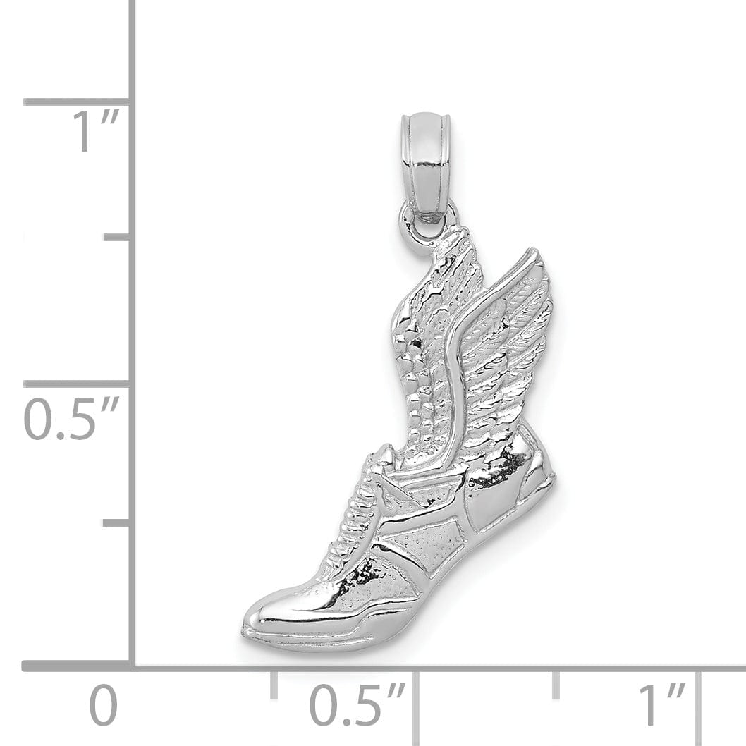 14K White Gold Polished Wing Running Shoe Charm Pendant