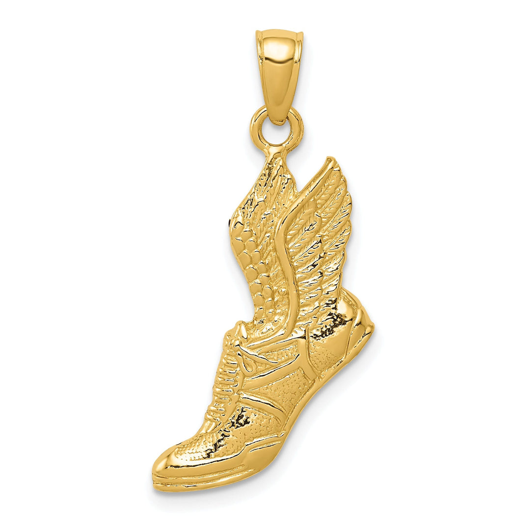 14Kt Yellow Gold Polished Wing Running Shoe Charm Pendant
