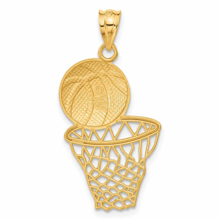 14 Yellow Gold Basketball and Net Charm Pendant