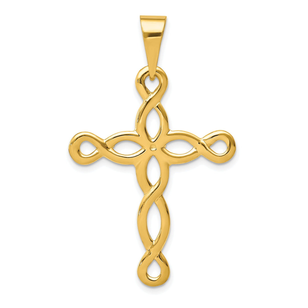 14k Yellow Gold Polished Cross Pendant