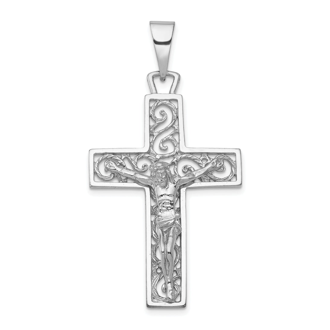 14k White Gold Crucifix Pendant