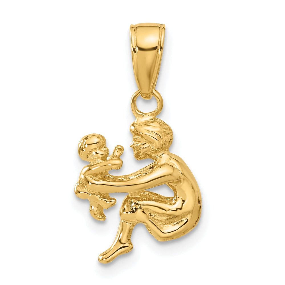 14k Yellow Gold Mother holding child Pendant