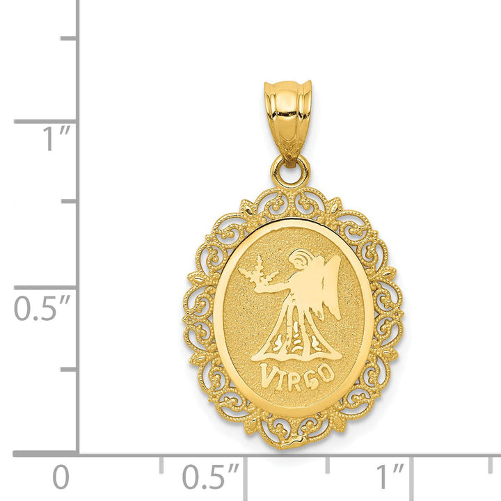 14k Yellow Gold Solid Virgo Zodiac Pendant