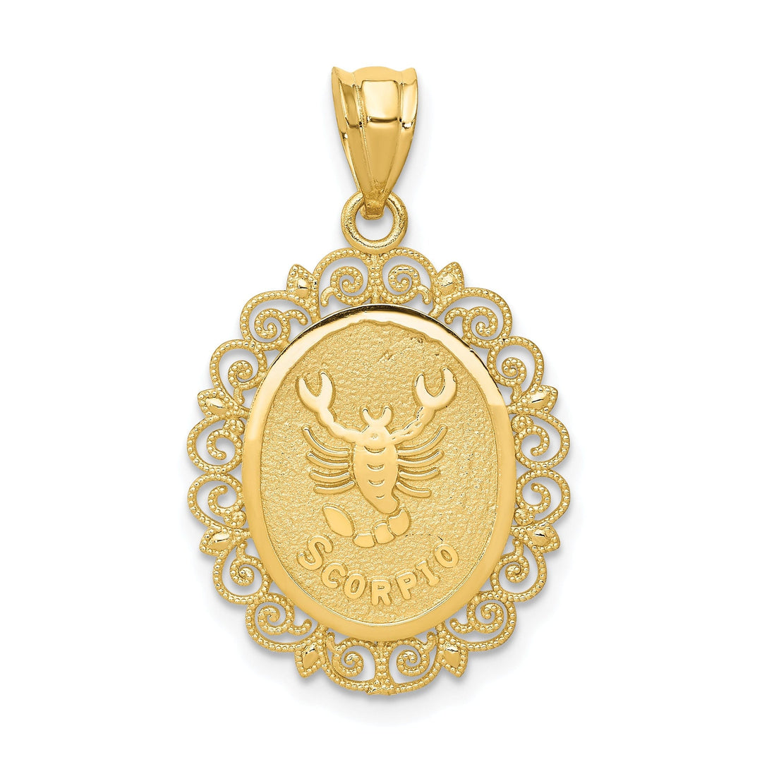 14k Yellow Gold Solid Scorpio Zodiac Pendant