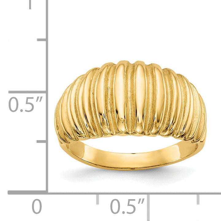 14k Yellow Gold Polished Ribbed Dome Ring
