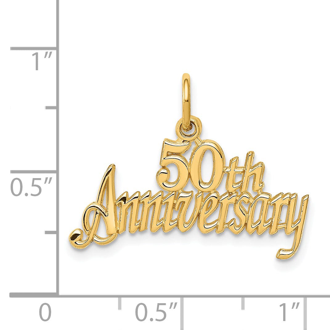 14k Yellow Gold 50th Anniversary Charm Pendant
