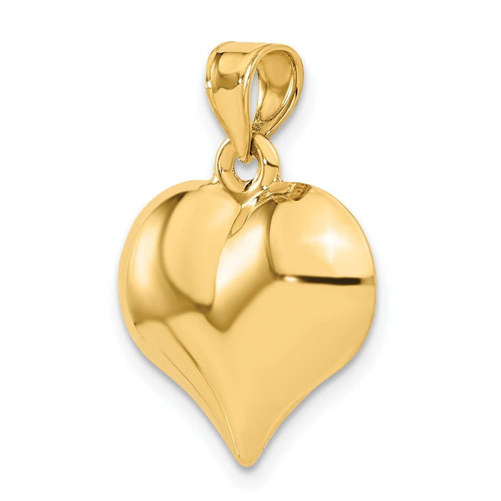 14K Yellow Gold Polished Finish 3 D Puffed Heart Design Pendant