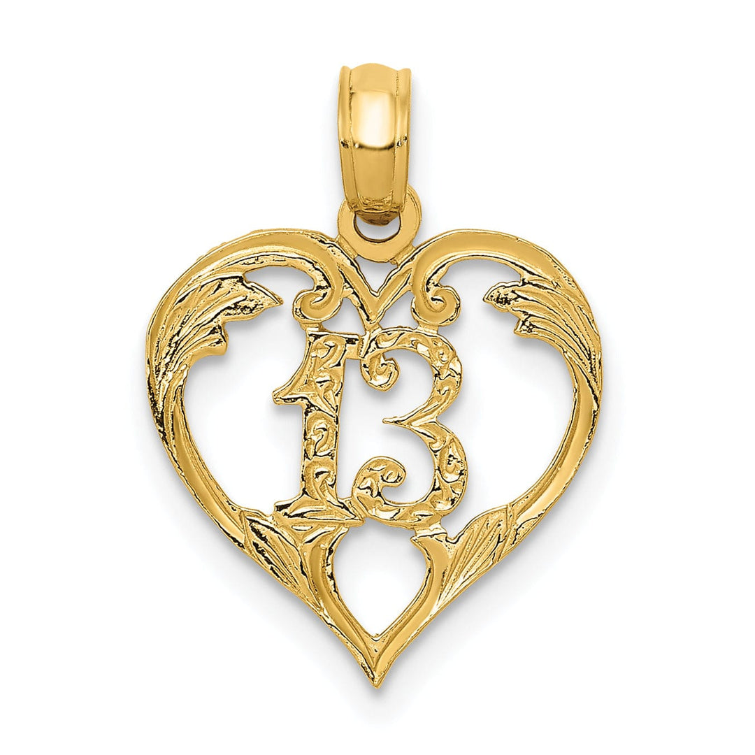 14k Yellow Gold 13 in Heart Cut-out Pendant