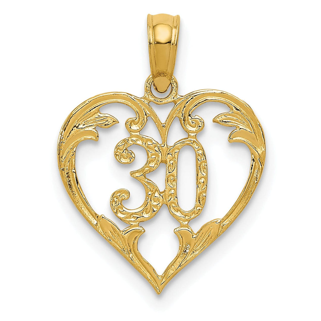 14k Yellow Gold 30 in Heart Cut-out Pendant