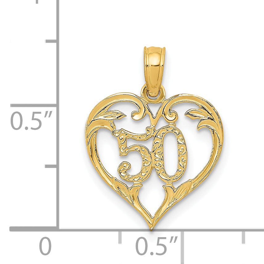 14k Yellow Gold 50 in Heart Cut-out Pendant