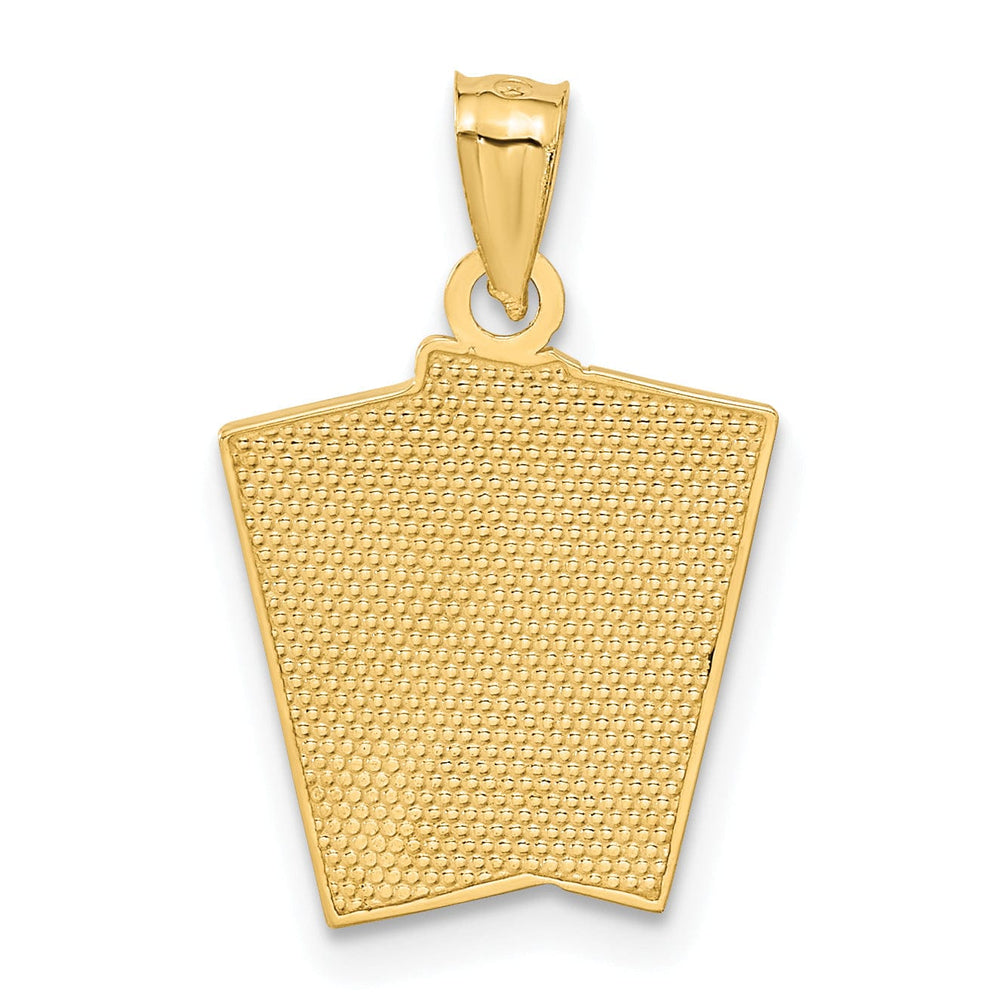 14k Yellow Gold Solid Texture Polished Finish Ace of Hearts and Ace of Spades ALL IN! Cards Charm Pendant