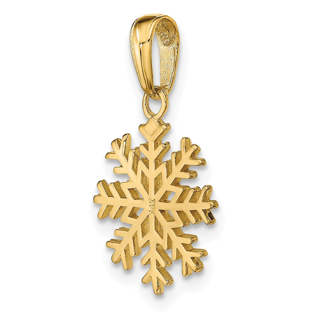 Solid 14k Yellow Gold Snowflake Charm Pendant