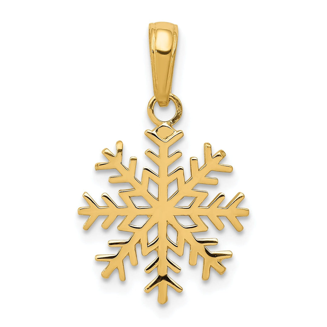 Solid 14k Yellow Gold Snowflake Charm Pendant