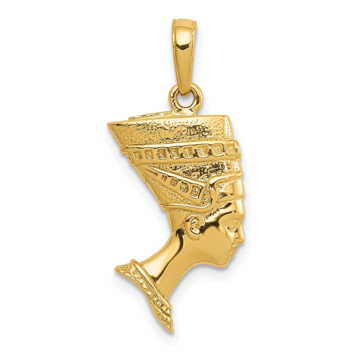 14k Yellow Gold Polished Finish Solid 3-Dimensional Queen Nefertiti Charm Pendant