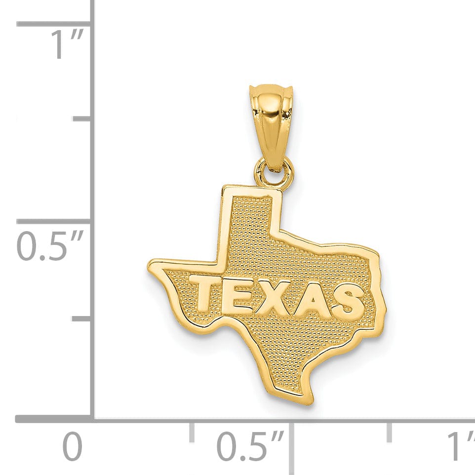 14k Yellow Gold Solid Polished Textured Finish Men's Map State of TEXAS Charm Pendant