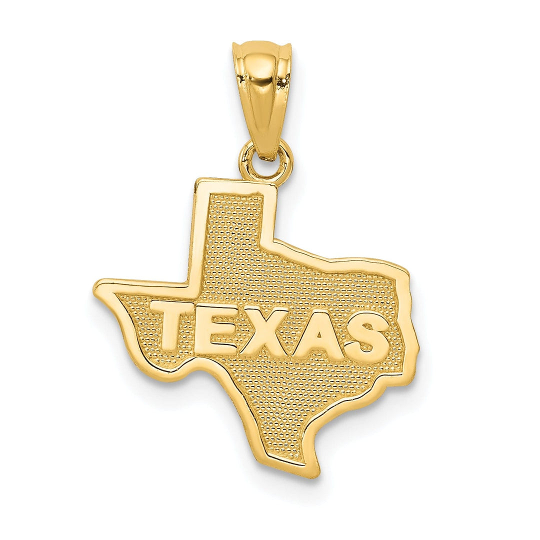 14k Yellow Gold Solid Polished Textured Finish Men's Map State of TEXAS Charm Pendant