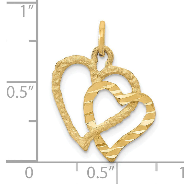 14k Yellow Gold Double Heart Charm