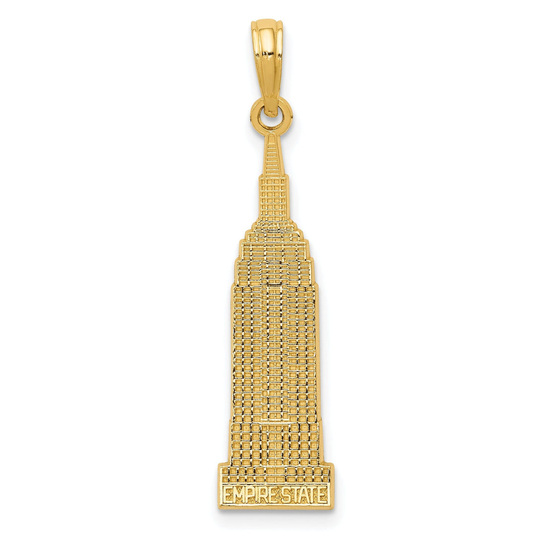 14k Yellow Gold Solid Textured Polished Finish New York City EMPIRE STATE Building Charm Pendant