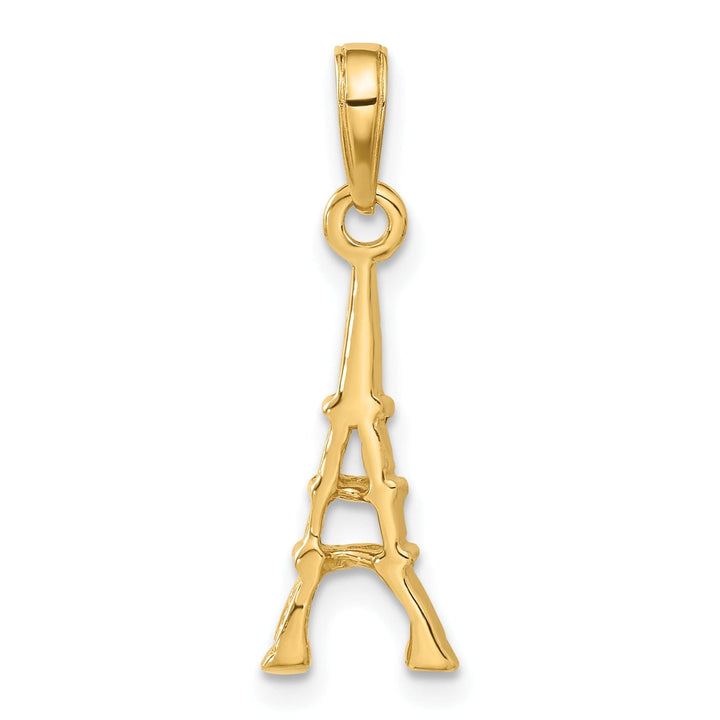 14k Yellow Gold Polished Finish solid Eiffel Tower Charm Pendant