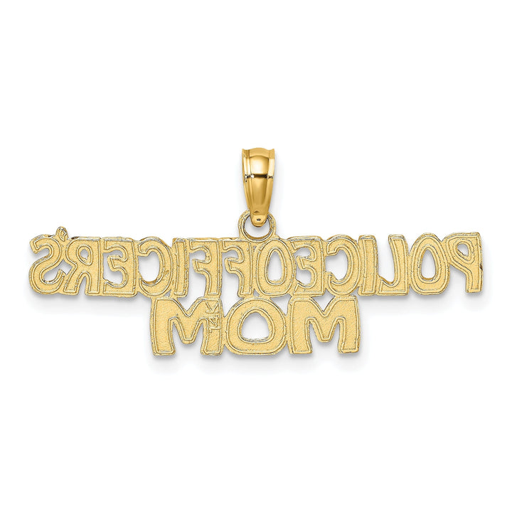 14k Yellow Gold Open Back Polished Finish POLICE OFFICER'S MOM Charm Pendant