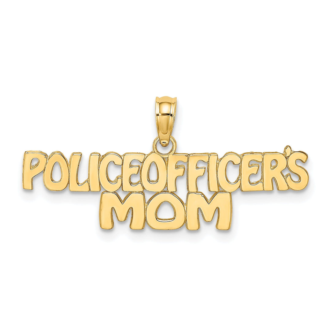 14k Yellow Gold Open Back Polished Finish POLICE OFFICER'S MOM Charm Pendant