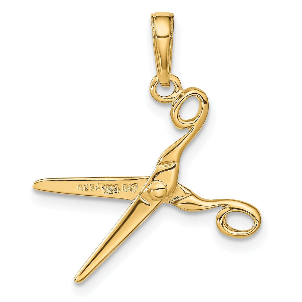 14k Yellow Gold 3-D Moveable Scissors Charm