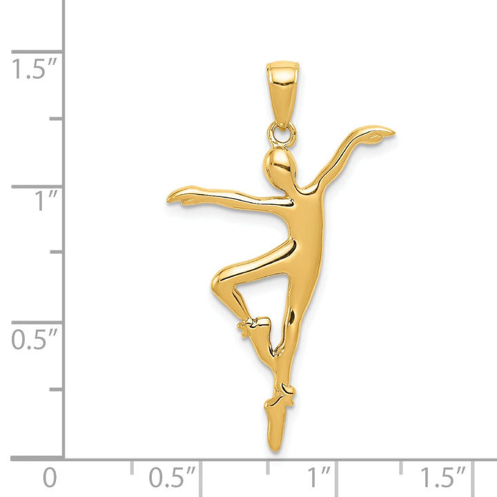 Solid 14k Yellow Gold 3-D Ballet Dancer Pendant