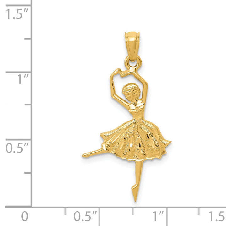 14k Yellow Gold Dancing Ballerina Charm Pendant