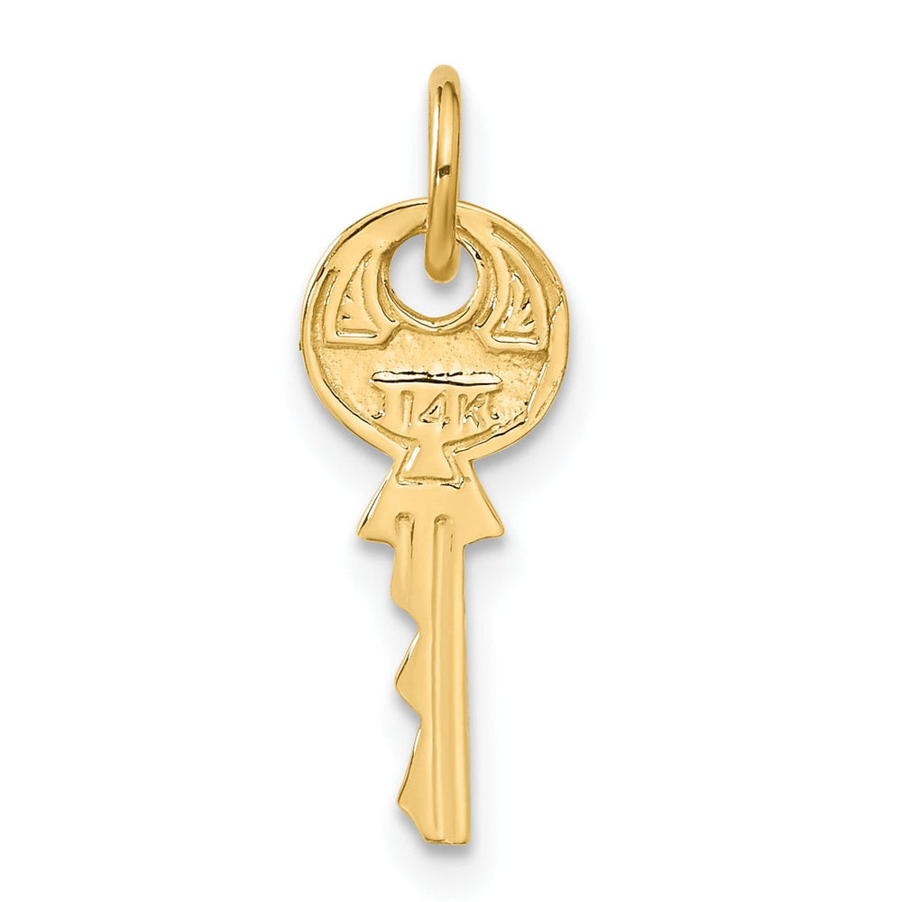 14K Yellow Gold Polished 3-D Rounded Top Key Charm Pendant
