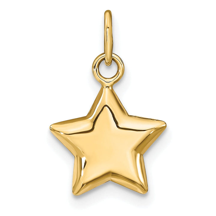 14k Yellow Gold Polished Finish 3-Dimensional Puffed Star Design Charm Pendant
