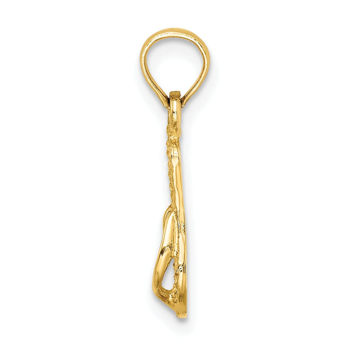 14k Yellow Gold Polished Textured Finish 3-Dimensional MYRTLE BEACH Single Flip-Flop Sandle Charm Pendant