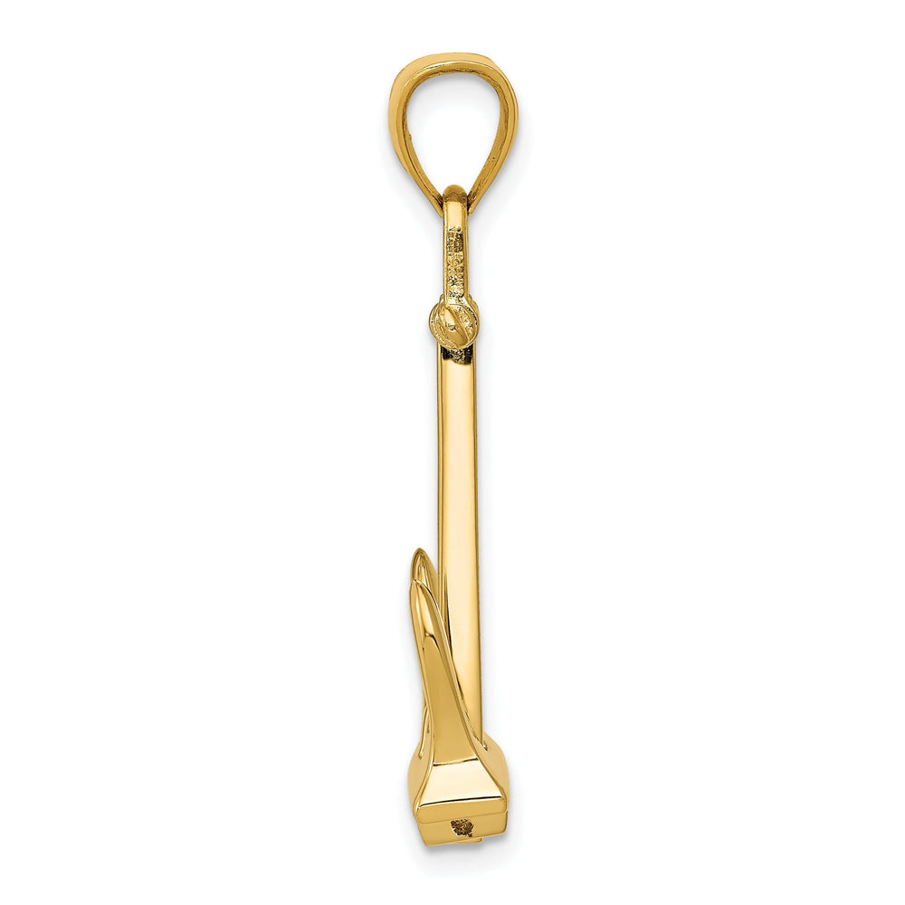 14k Yellow Gold 3-D T-Bar Style Anchor Pendant