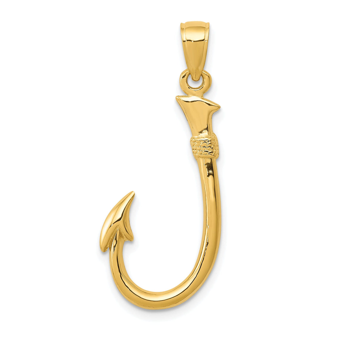 14k Yellow Gold 3-D Fishing Hook Pendant