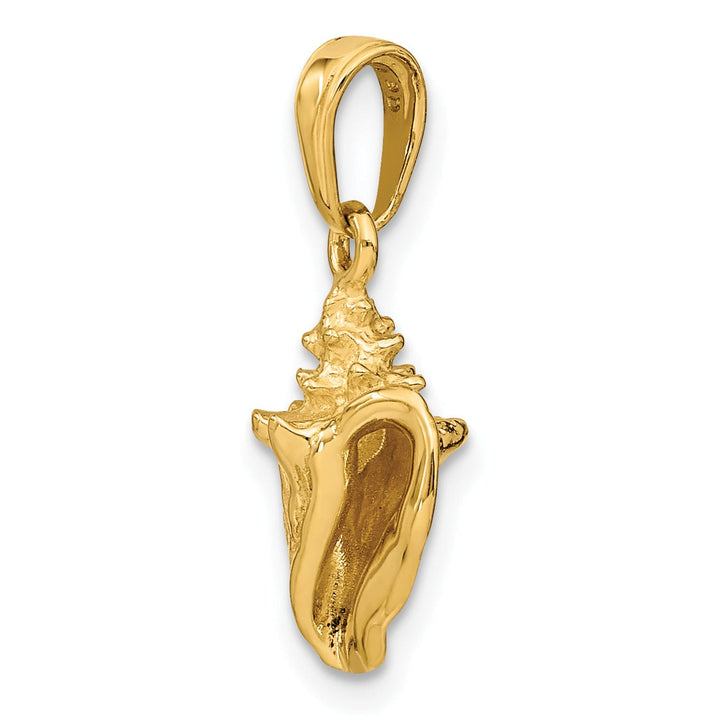14k Yellow Gold Polished Finish 3-Dimensional Soild Men's Conch Shell Charm Pendant