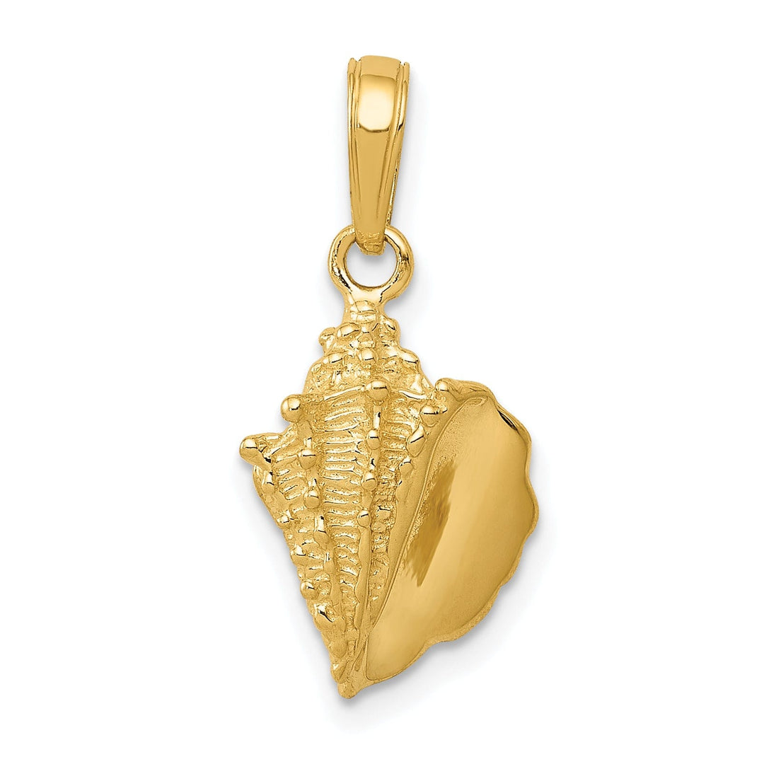 14k Yellow Gold Solid Textured Polished Finish Mens Conch Shell Charm Pendant