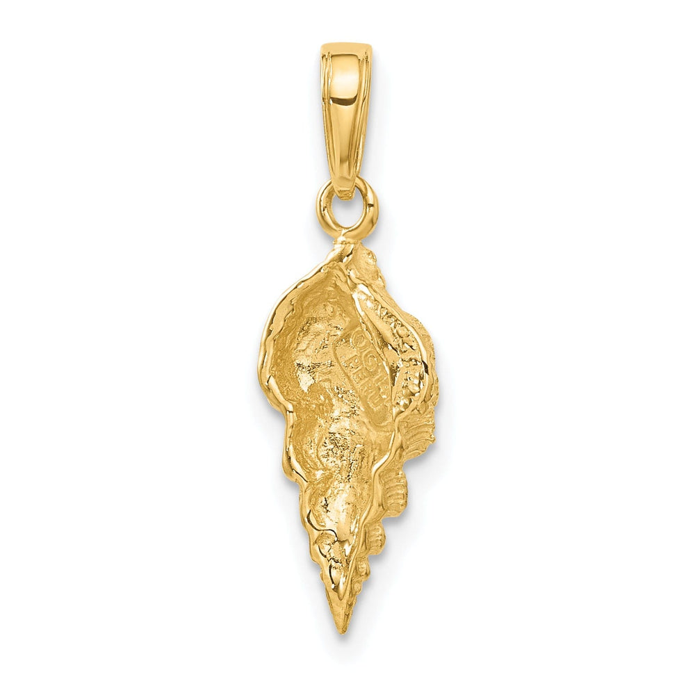 14k Yellow Gold Solid Texture Polished Finish Open Back Men's Conch Shell Charm Pendant